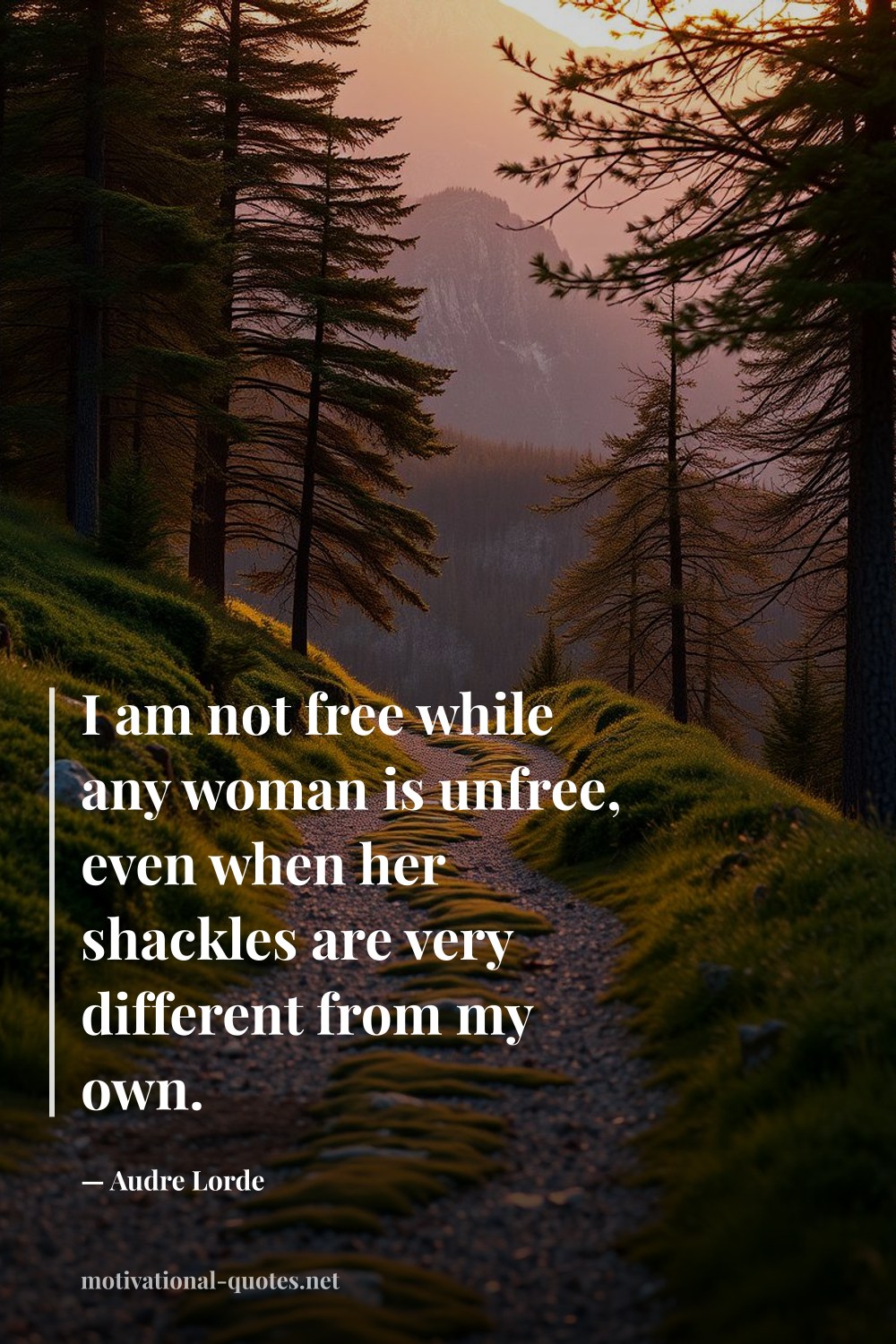 "I am not free while any woman is unfree, even when her shackles are very different from my own." — Audre Lorde