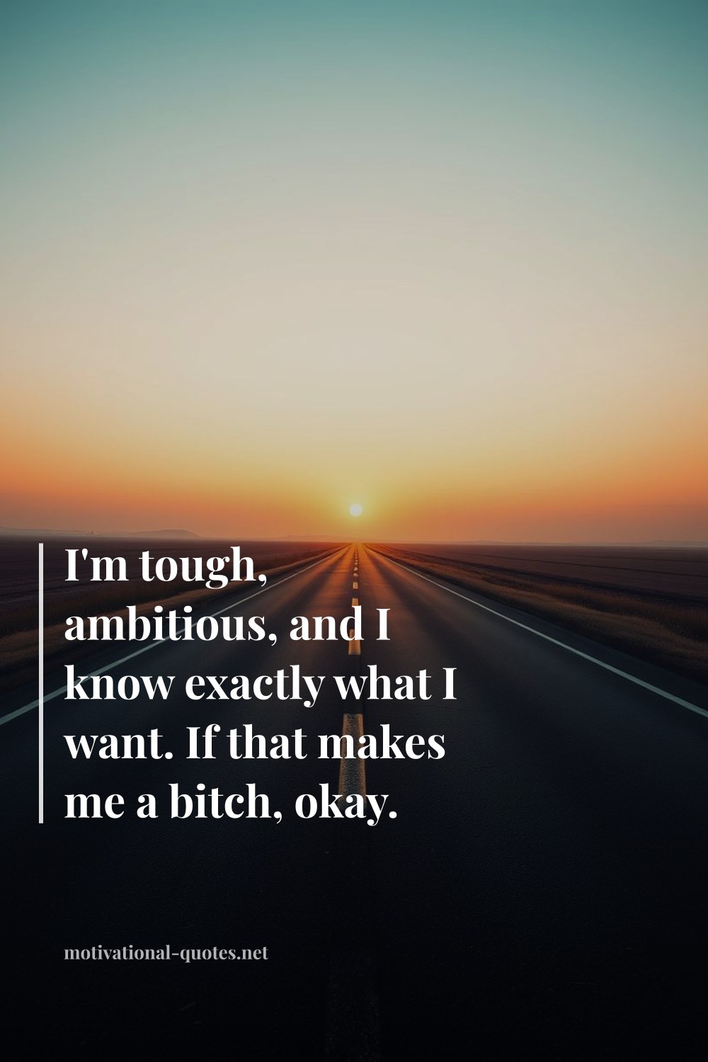 "I'm tough, ambitious, and I know exactly what I want. If that makes me a bitch, okay." — Anonymous