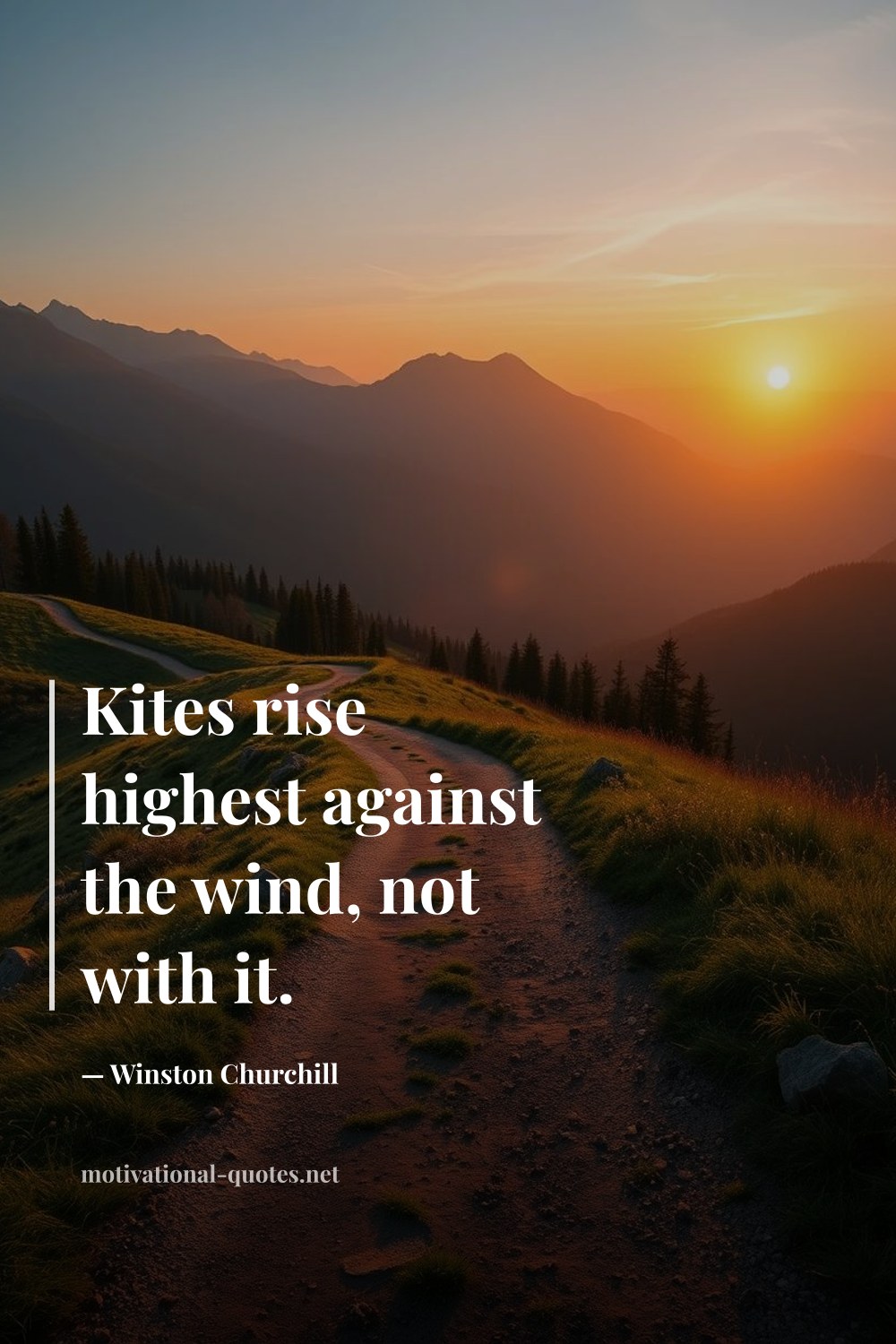 "Kites rise highest against the wind, not with it." — Winston Churchill