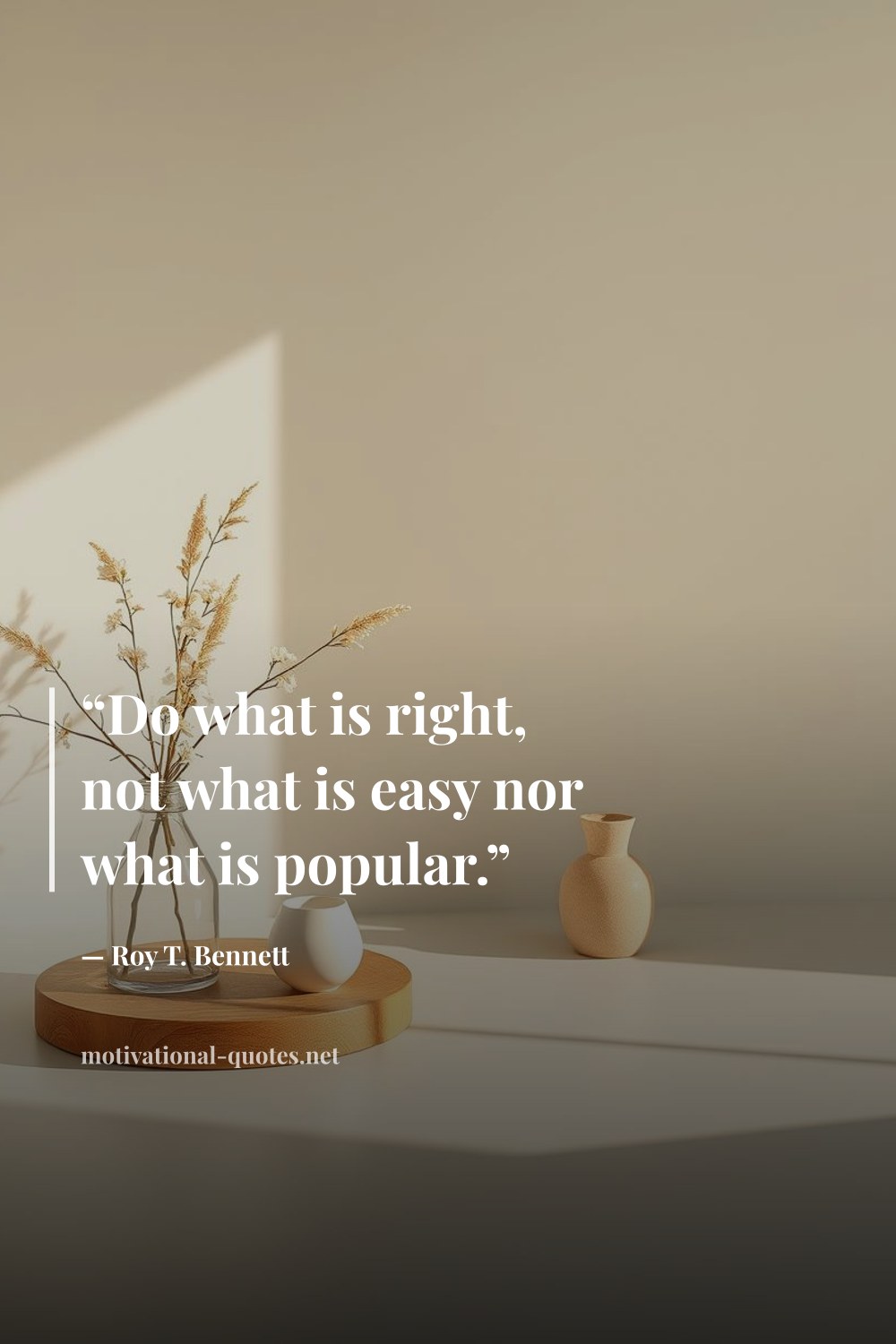 "“Do what is right, not what is easy nor what is popular.”" — Roy T. Bennett