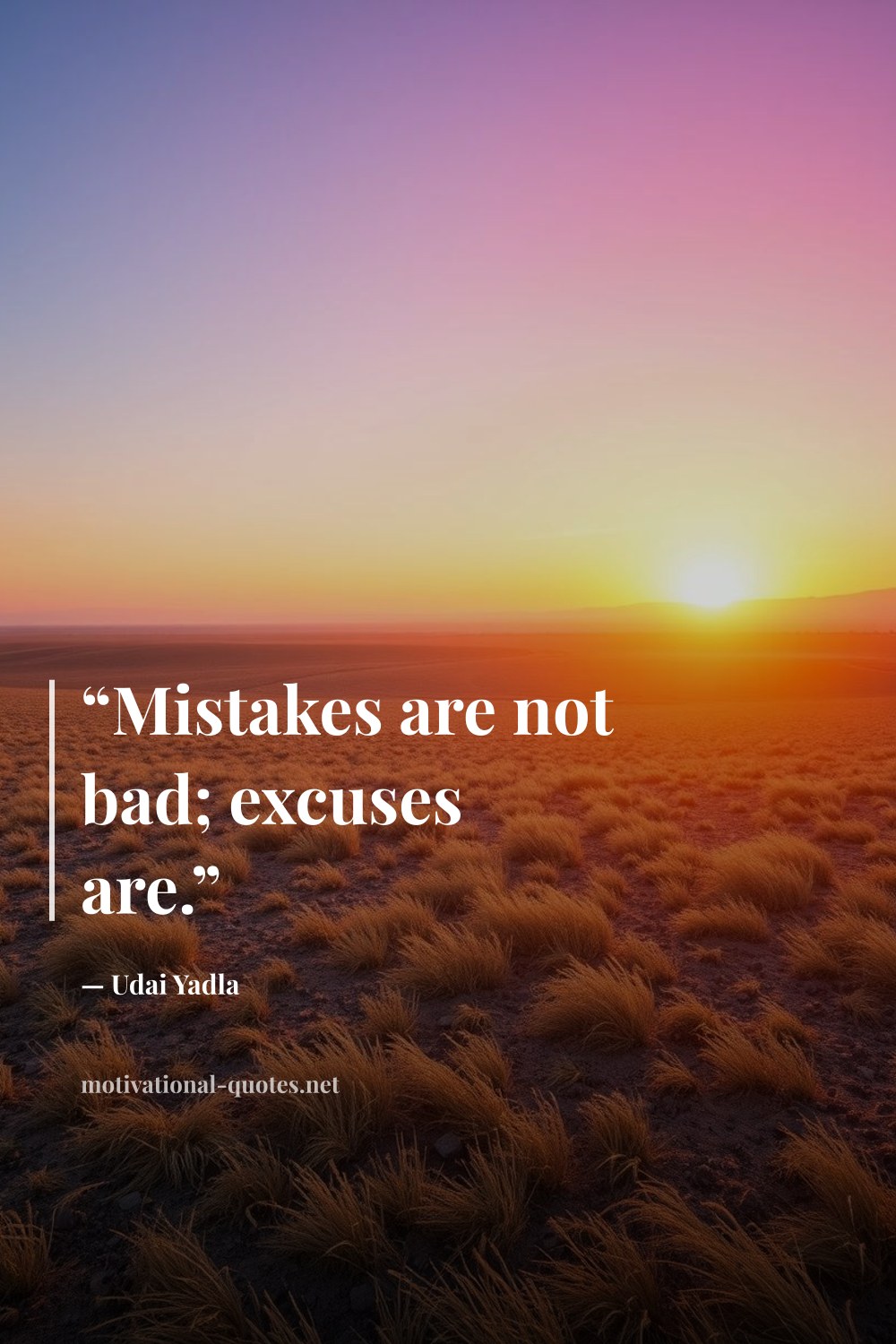"“Mistakes are not bad; excuses are.”" — Udai Yadla