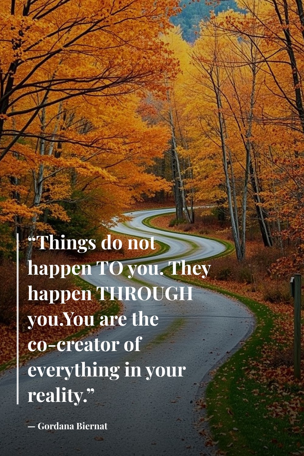 "“Things do not happen TO you. They happen THROUGH you.You are the co-creator of everything in your reality.”" — Gordana Biernat