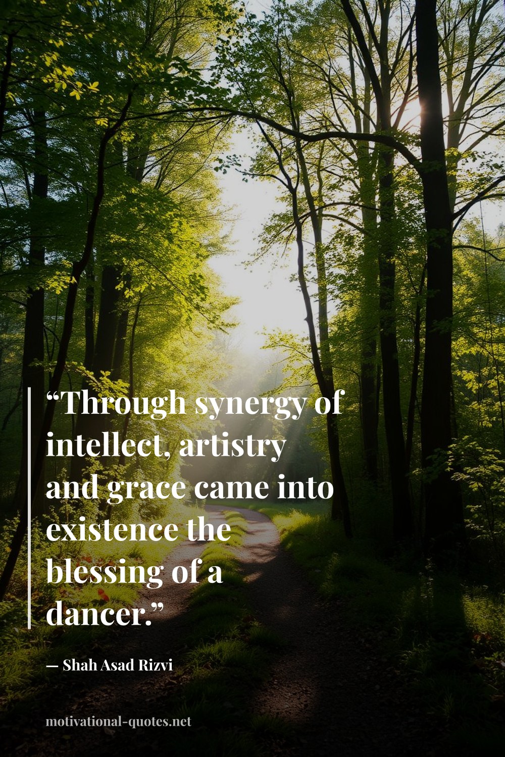 "“Through synergy of intellect, artistry and grace came into existence the blessing of a dancer.”" — Shah Asad Rizvi