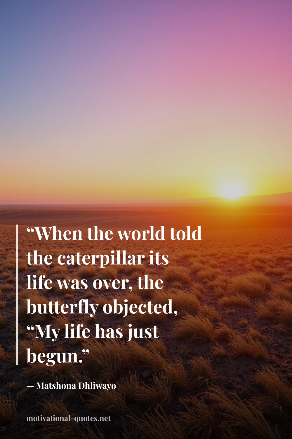 "“When the world told the caterpillar its life was over, the butterfly objected, “My life has just begun.”" — Matshona Dhliwayo