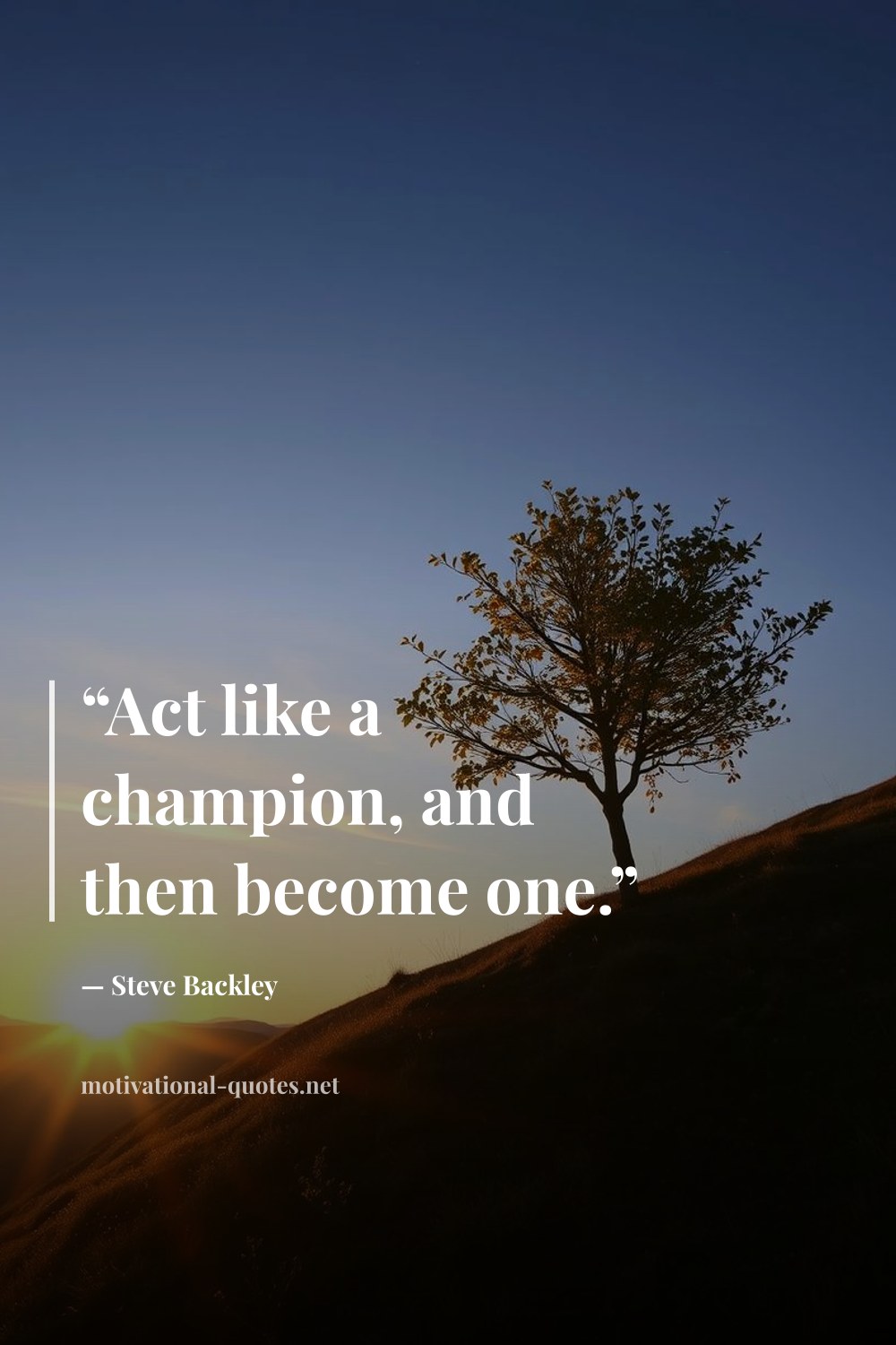 "“Act like a champion, and then become one.”" — Steve Backley