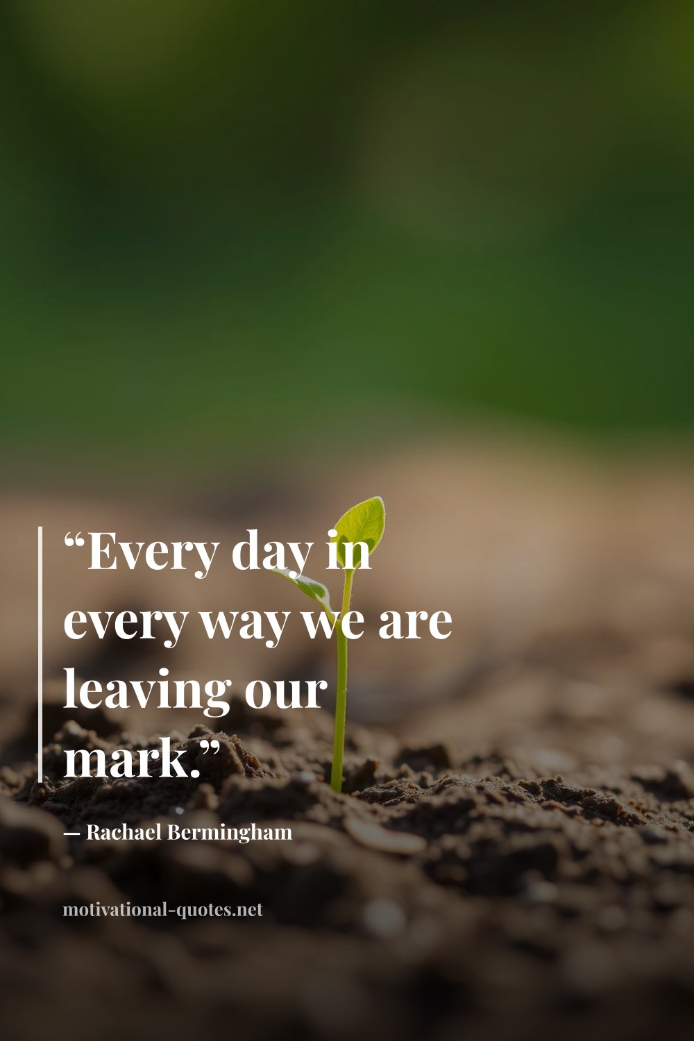 "“Every day in every way we are leaving our mark.”" — Rachael Bermingham