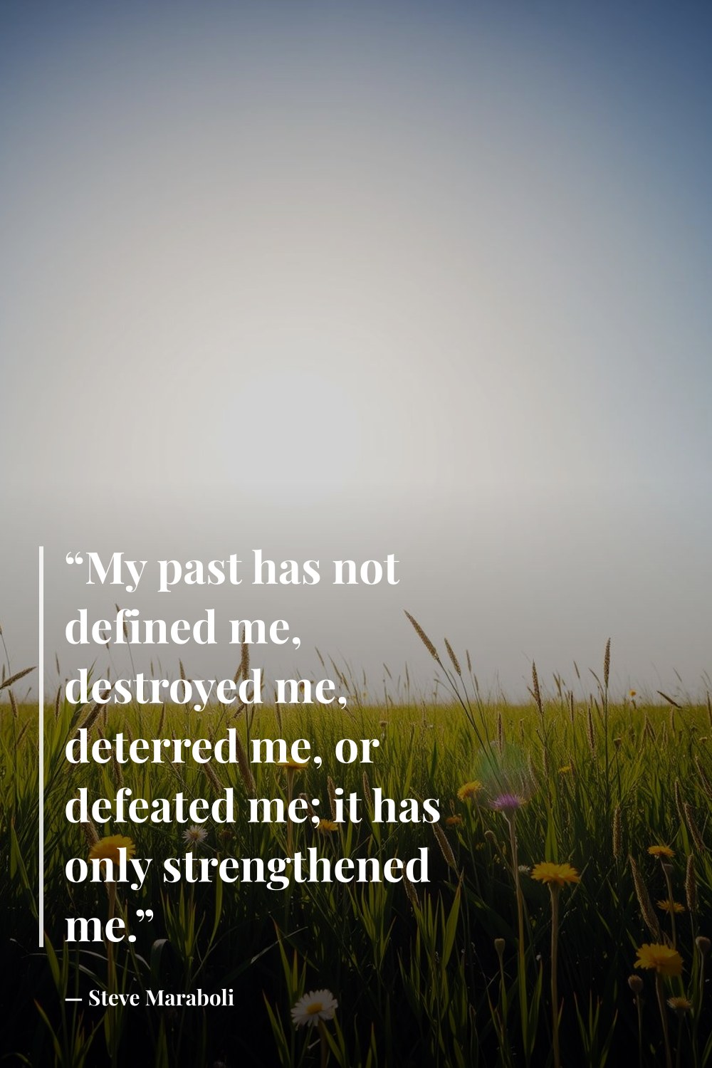 "“My past has not defined me, destroyed me, deterred me, or defeated me; it has only strengthened me.”" — Steve Maraboli