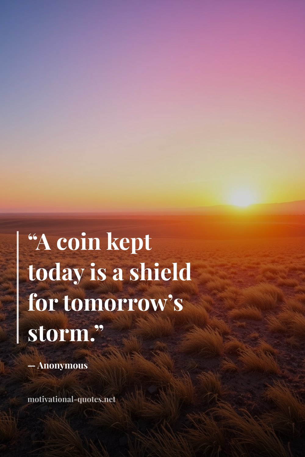 "“A coin kept today is a shield for tomorrow’s storm.”" — Anonymous