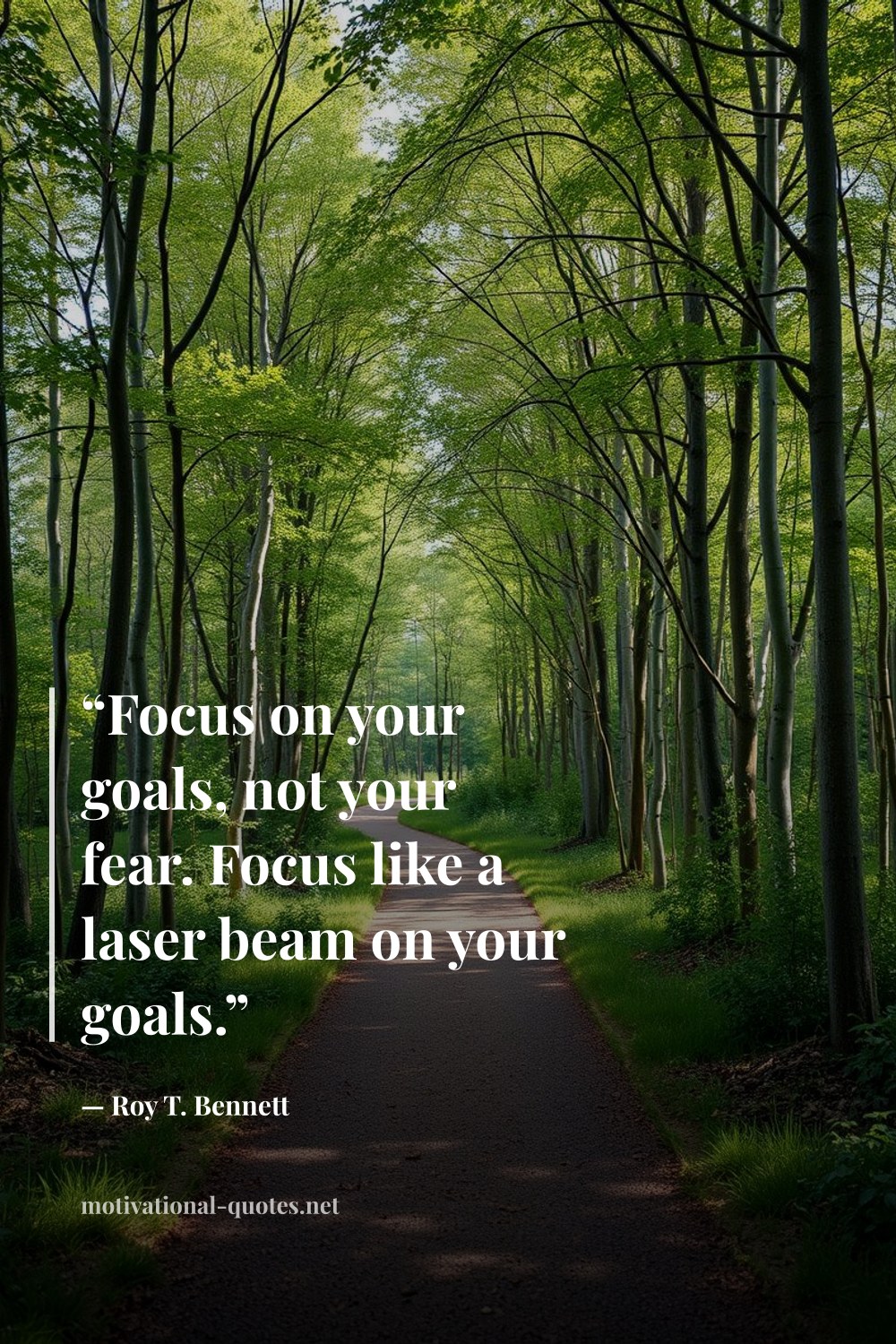 "“Focus on your goals, not your fear. Focus like a laser beam on your goals.”" — Roy T. Bennett