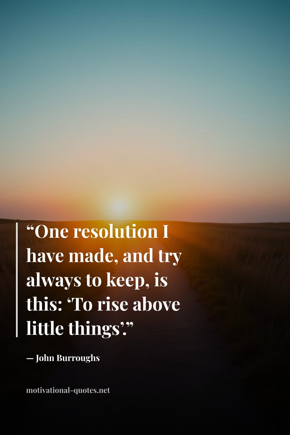 "“One resolution I have made, and try always to keep, is this: ‘To rise above little things’.”" — John Burroughs