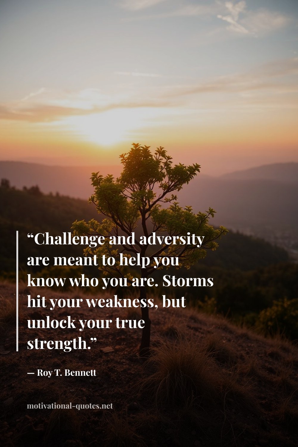"“Challenge and adversity are meant to help you know who you are. Storms hit your weakness, but unlock your true strength.”" — Roy T. Bennett