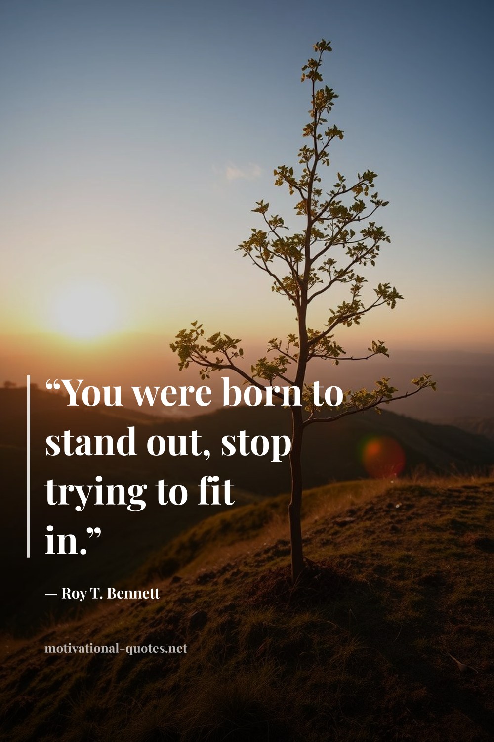 "“You were born to stand out, stop trying to fit in.”" — Roy T. Bennett