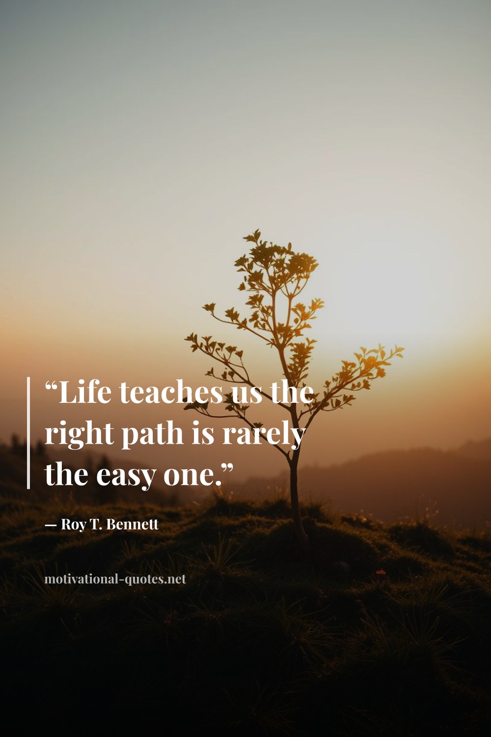 "“Life teaches us the right path is rarely the easy one.”" — Roy T. Bennett