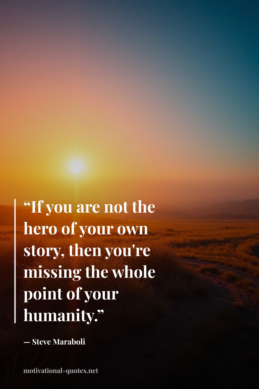 "“If you are not the hero of your own story, then you're missing the whole point of your humanity.”" — Steve Maraboli