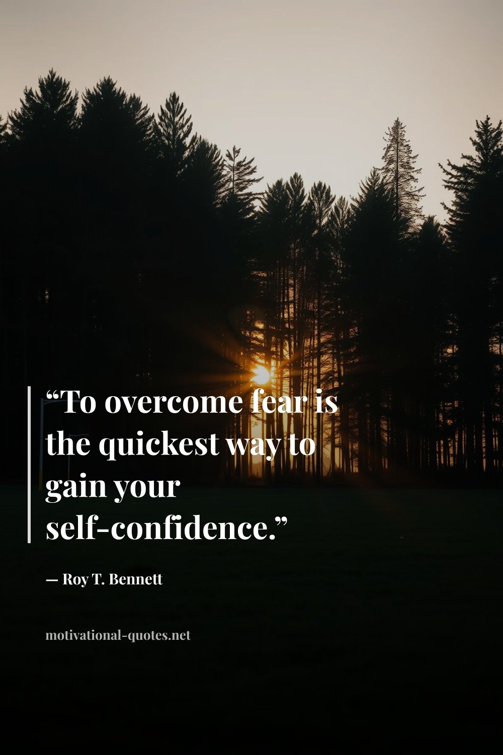 "“To overcome fear is the quickest way to gain your self-confidence.”" — Roy T. Bennett