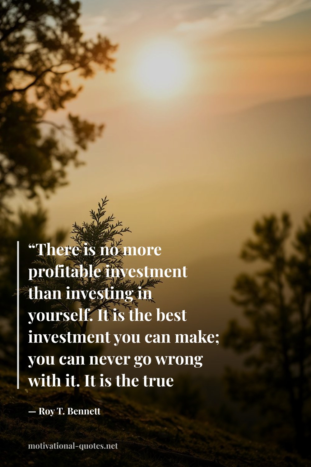 "“There is no more profitable investment than investing in yourself. It is the best investment you can make; you can never go wrong with it. It is the true way to improve yourself to be the best version of you and lets you be able to best serve those around you.”" — Roy T. Bennett