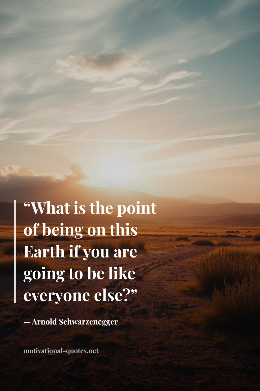 "“What is the point of being on this Earth if you are going to be like everyone else?”" — Arnold Schwarzenegger