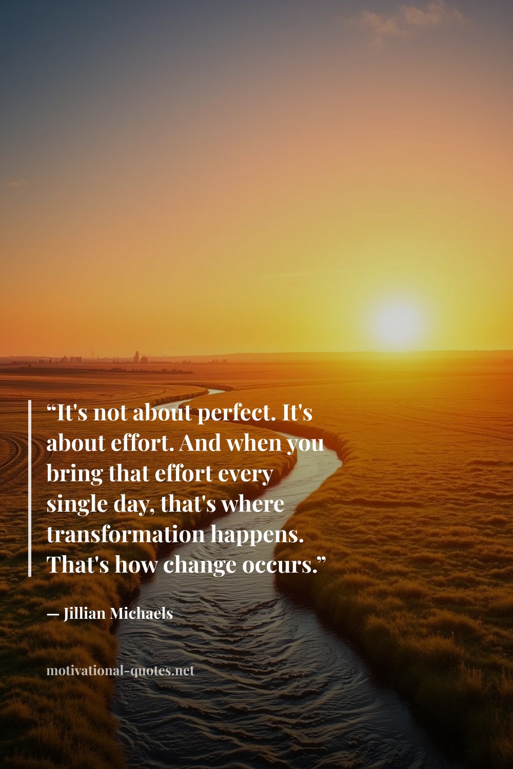 "“It's not about perfect. It's about effort. And when you bring that effort every single day, that's where transformation happens. That's how change occurs.”" — Jillian Michaels