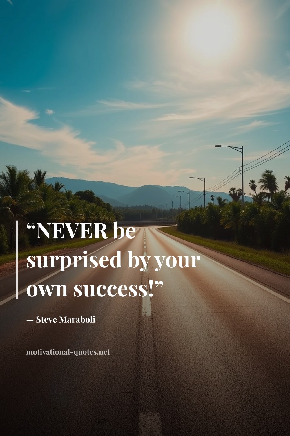 "“NEVER be surprised by your own success!”" — Steve Maraboli