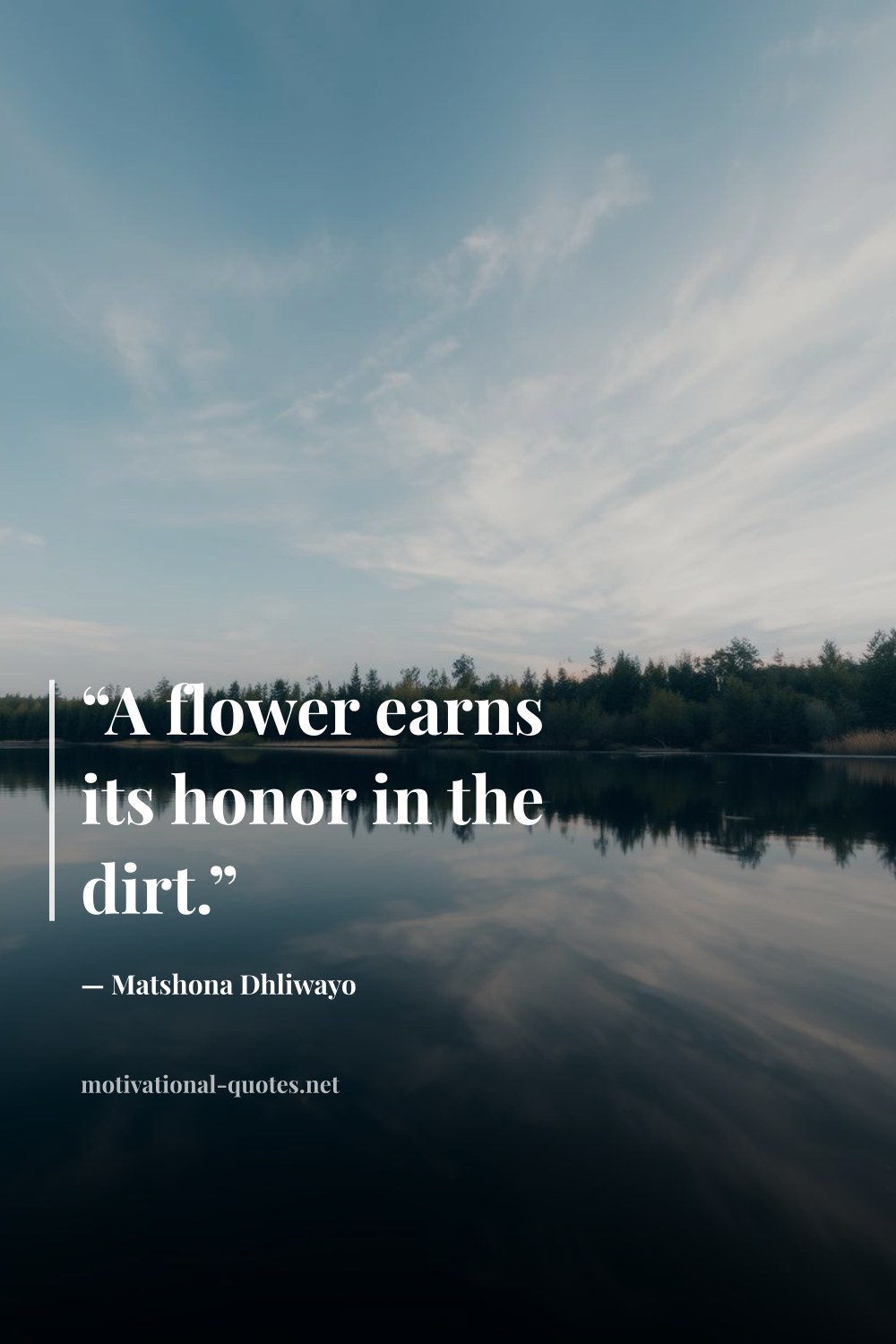 "“A flower earns its honor in the dirt.”" — Matshona Dhliwayo