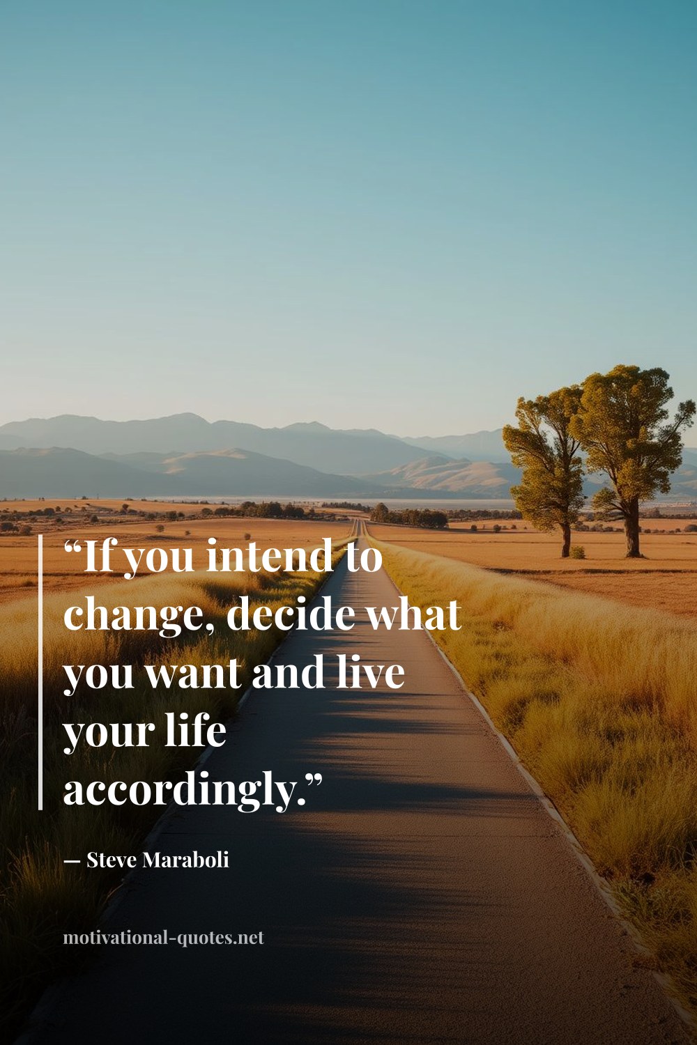 "“If you intend to change, decide what you want and live your life accordingly.”" — Steve Maraboli
