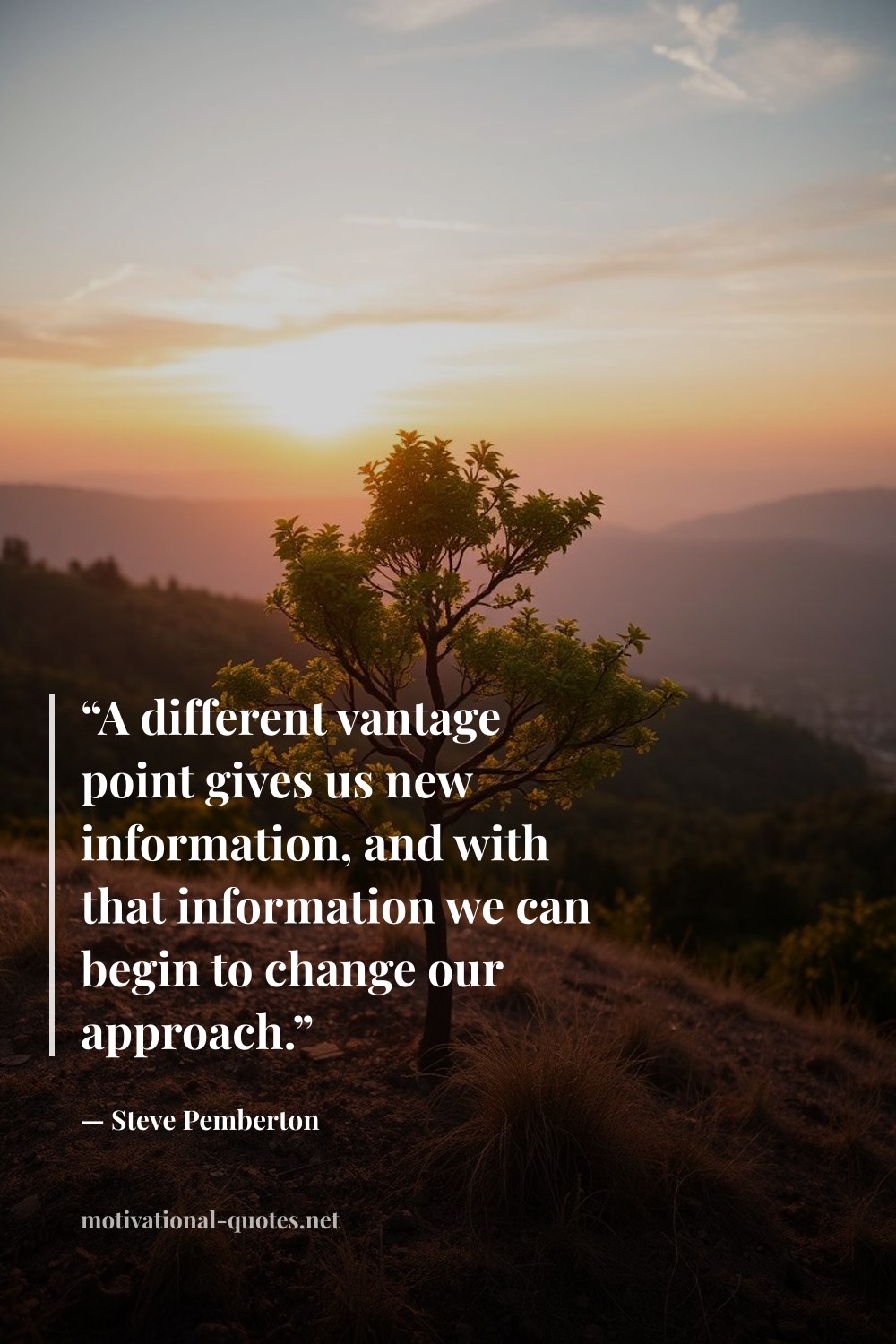 "“A different vantage point gives us new information, and with that information we can begin to change our approach.”" — Steve  Pemberton