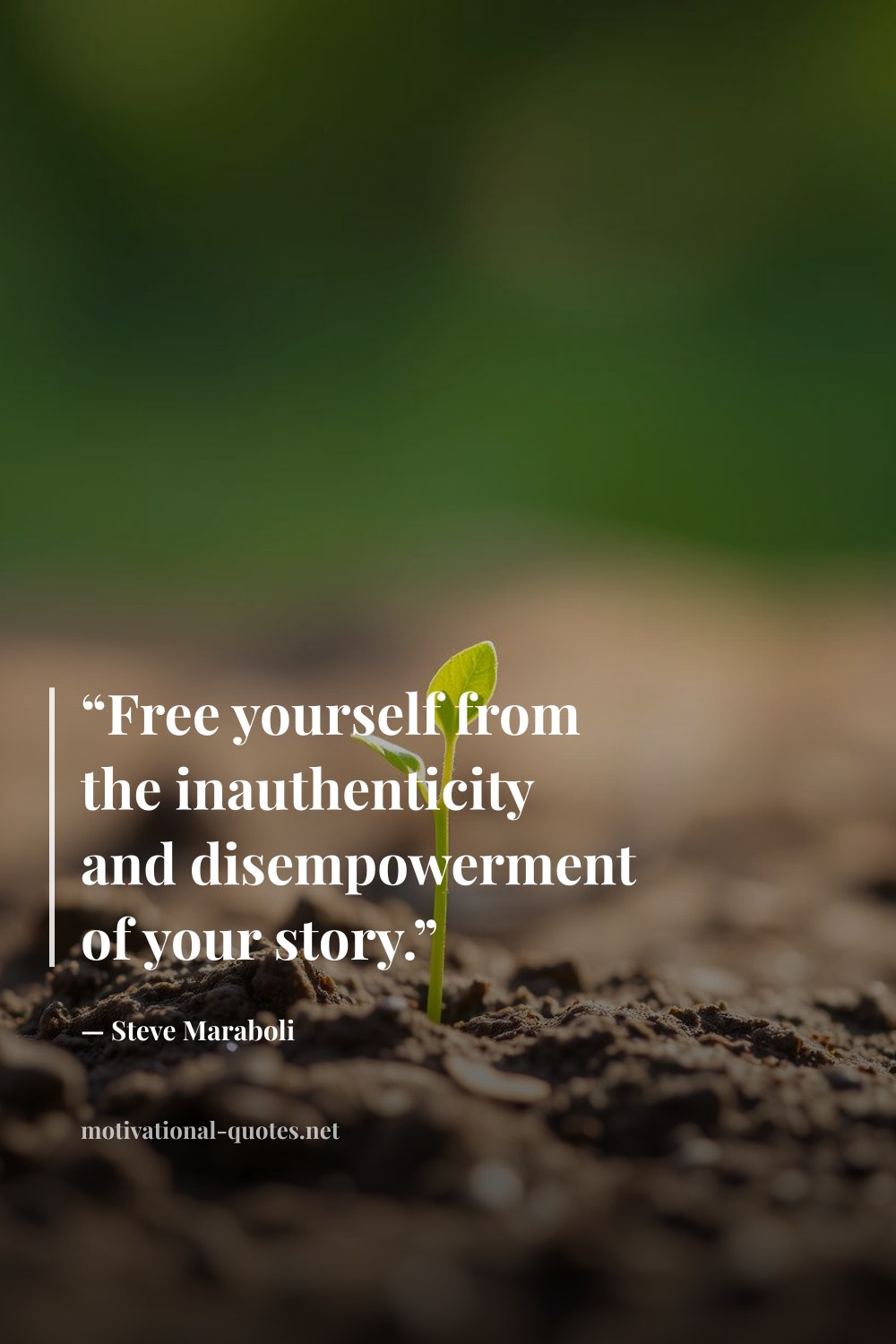 "“Free yourself from the inauthenticity and disempowerment of your story.”" — Steve Maraboli