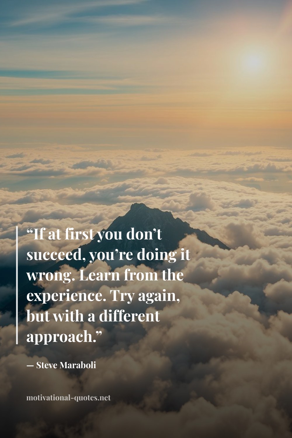"“If at first you don’t succeed, you’re doing it wrong. Learn from the experience. Try again, but with a different approach.”" — Steve Maraboli