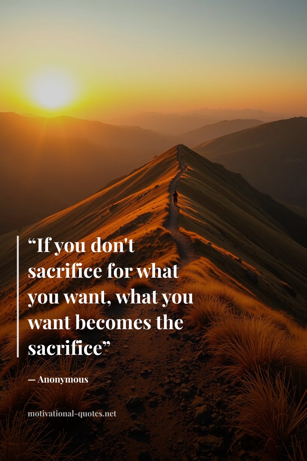 "“If you don't sacrifice for what you want, what you want becomes the sacrifice”" — Anonymous