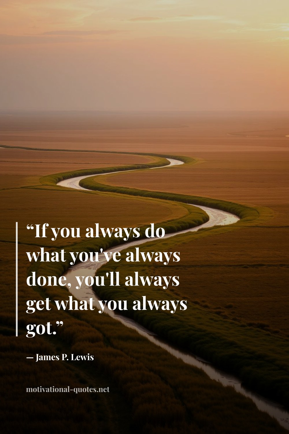 "“If you always do what you've always done, you'll always get what you always got.”" — James P. Lewis