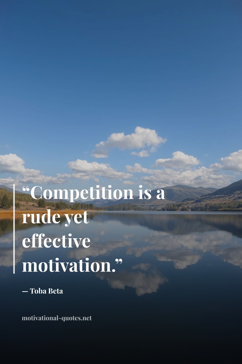 "“Competition is a rude yet effective motivation.”" — Toba Beta