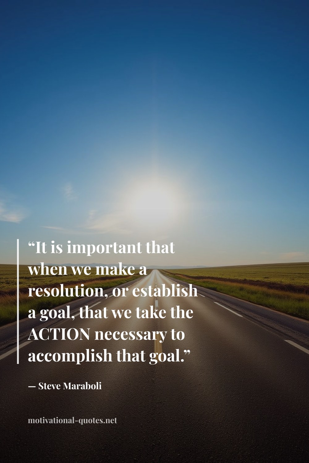 "“It is important that when we make a resolution, or establish a goal, that we take the ACTION necessary to accomplish that goal.”" — Steve Maraboli