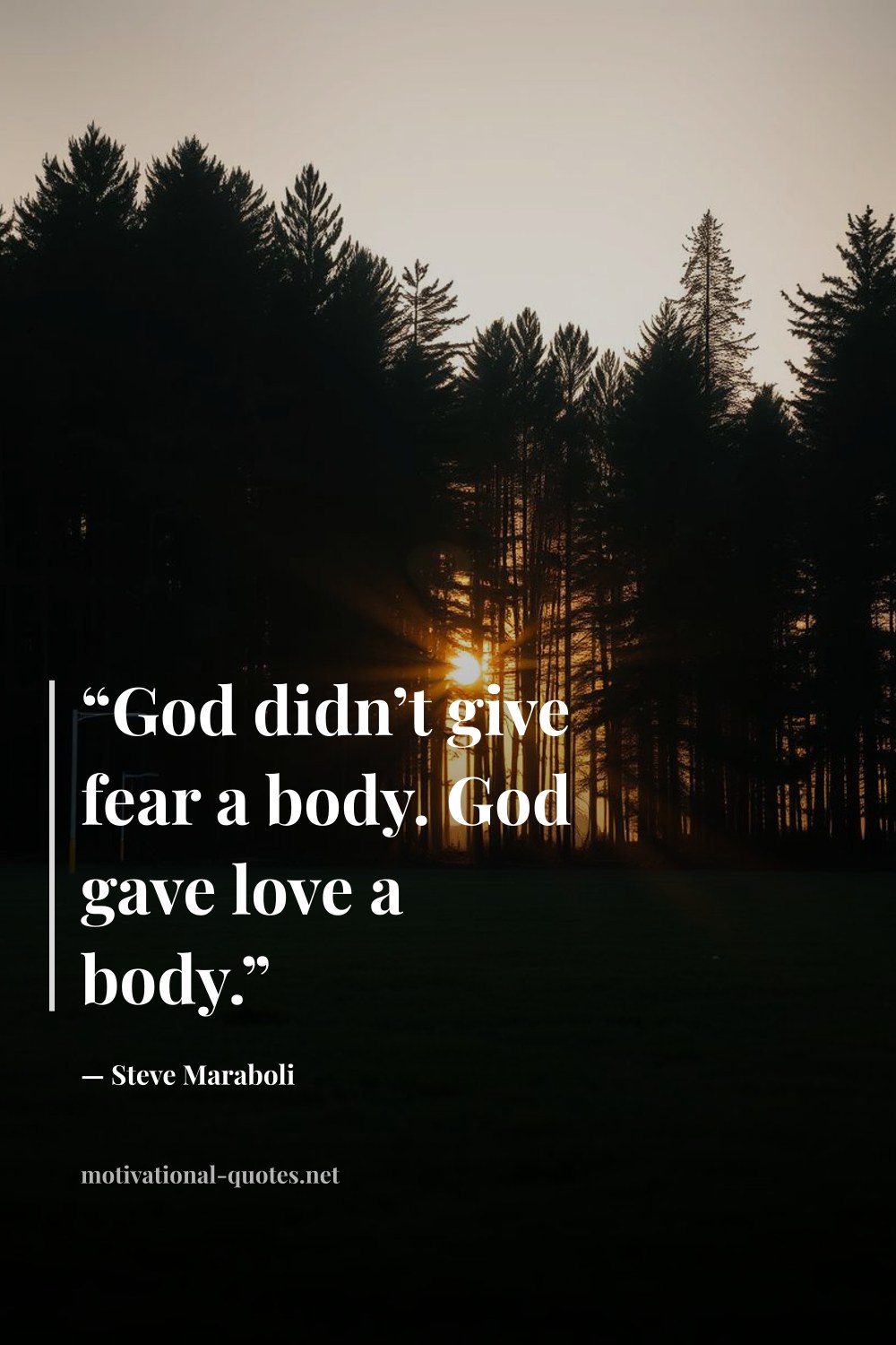 "“God didn’t give fear a body. God gave love a body.”" — Steve Maraboli