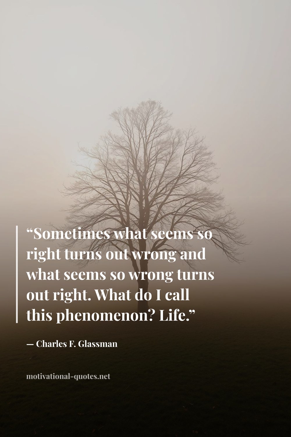 "“Sometimes what seems so right turns out wrong and what seems so wrong turns out right. What do I call this phenomenon? Life.”" — Charles F. Glassman