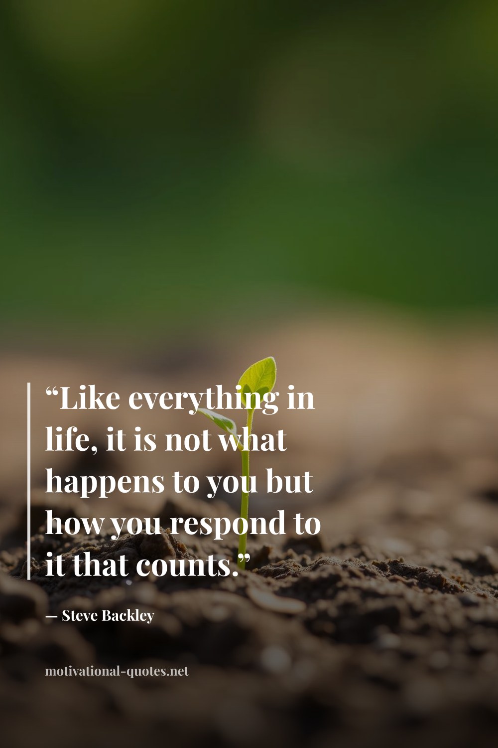 "“Like everything in life, it is not what happens to you but how you respond to it that counts.”" — Steve Backley