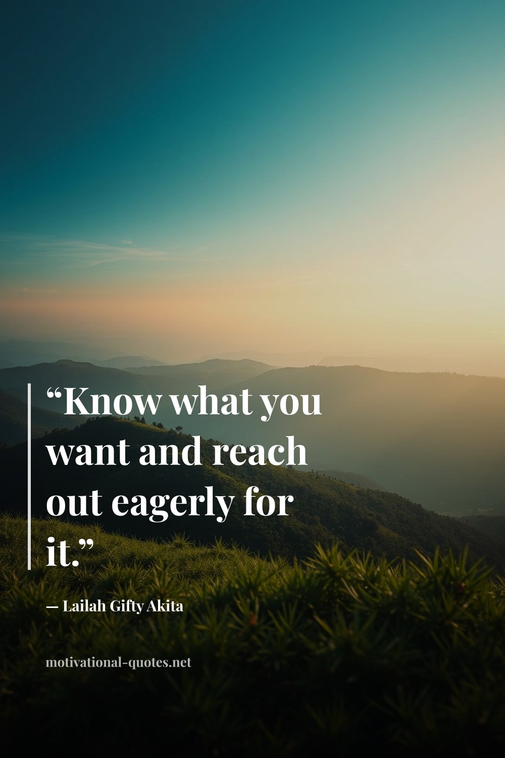 "“Know what you want and reach out eagerly for it.”" — Lailah Gifty Akita