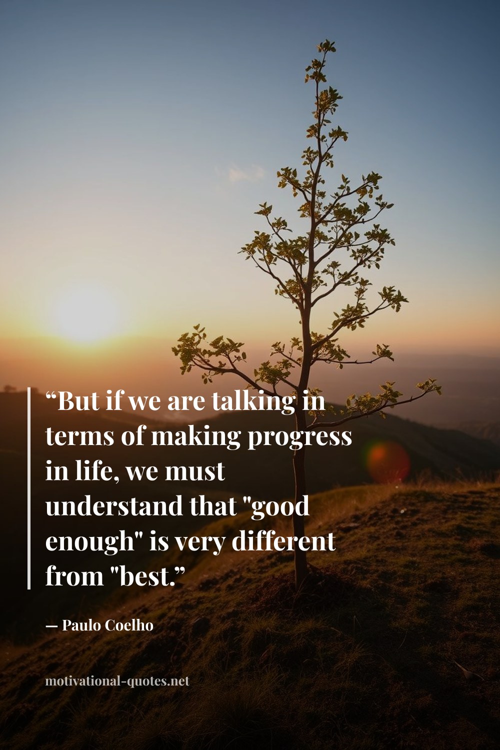 "“But if we are talking in terms of making progress in life, we must understand that "good enough" is very different from "best.”" — Paulo Coelho