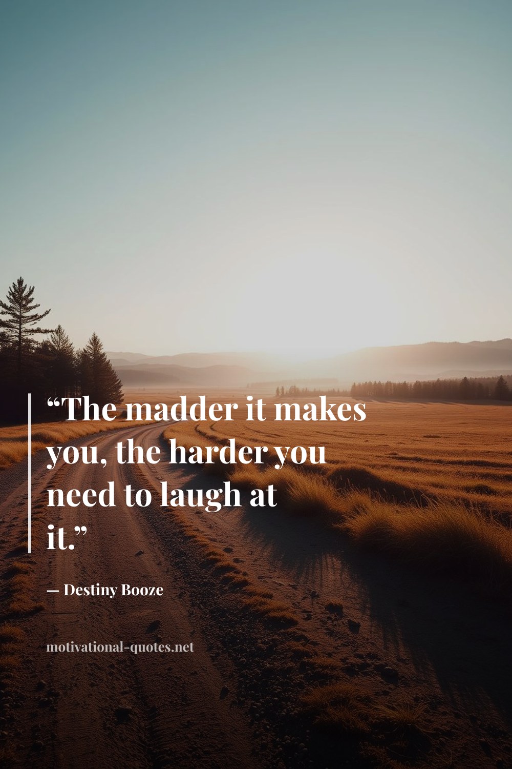 "“The madder it makes you, the harder you need to laugh at it.”" — Destiny Booze