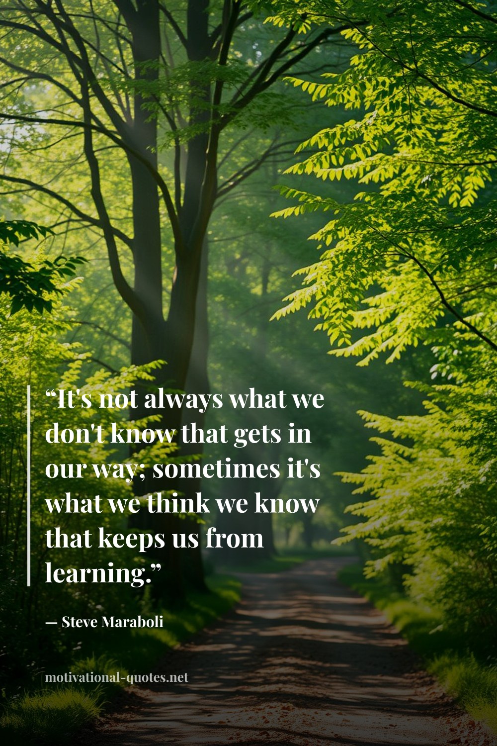 "“It's not always what we don't know that gets in our way; sometimes it's what we think we know that keeps us from learning.”" — Steve Maraboli