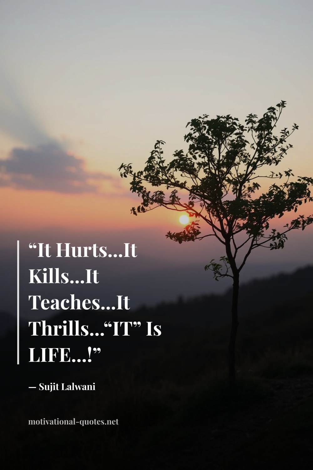 "“It Hurts...It Kills...It Teaches...It Thrills...“IT” Is LIFE...!”" — Sujit Lalwani