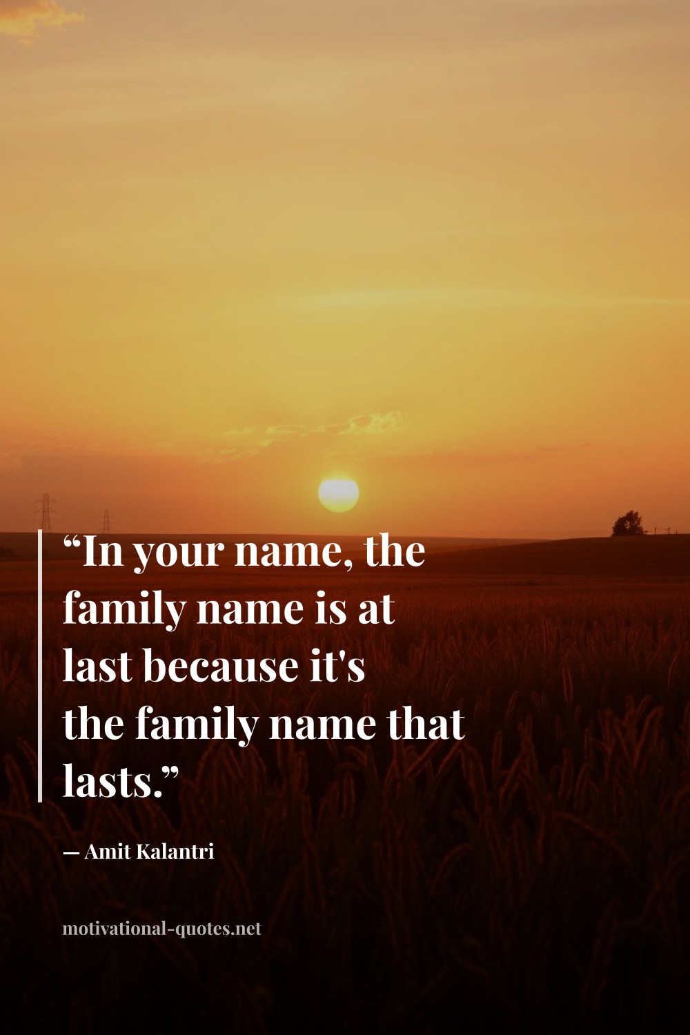 "“In your name, the family name is at last because it's the family name that lasts.”" — Amit Kalantri
