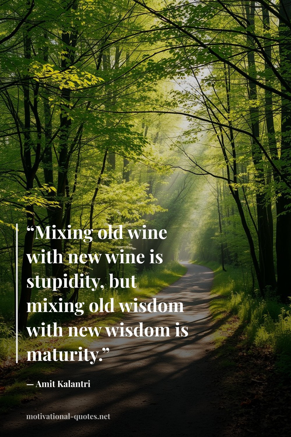 "“Mixing old wine with new wine is stupidity, but mixing old wisdom with new wisdom is maturity.”" — Amit Kalantri