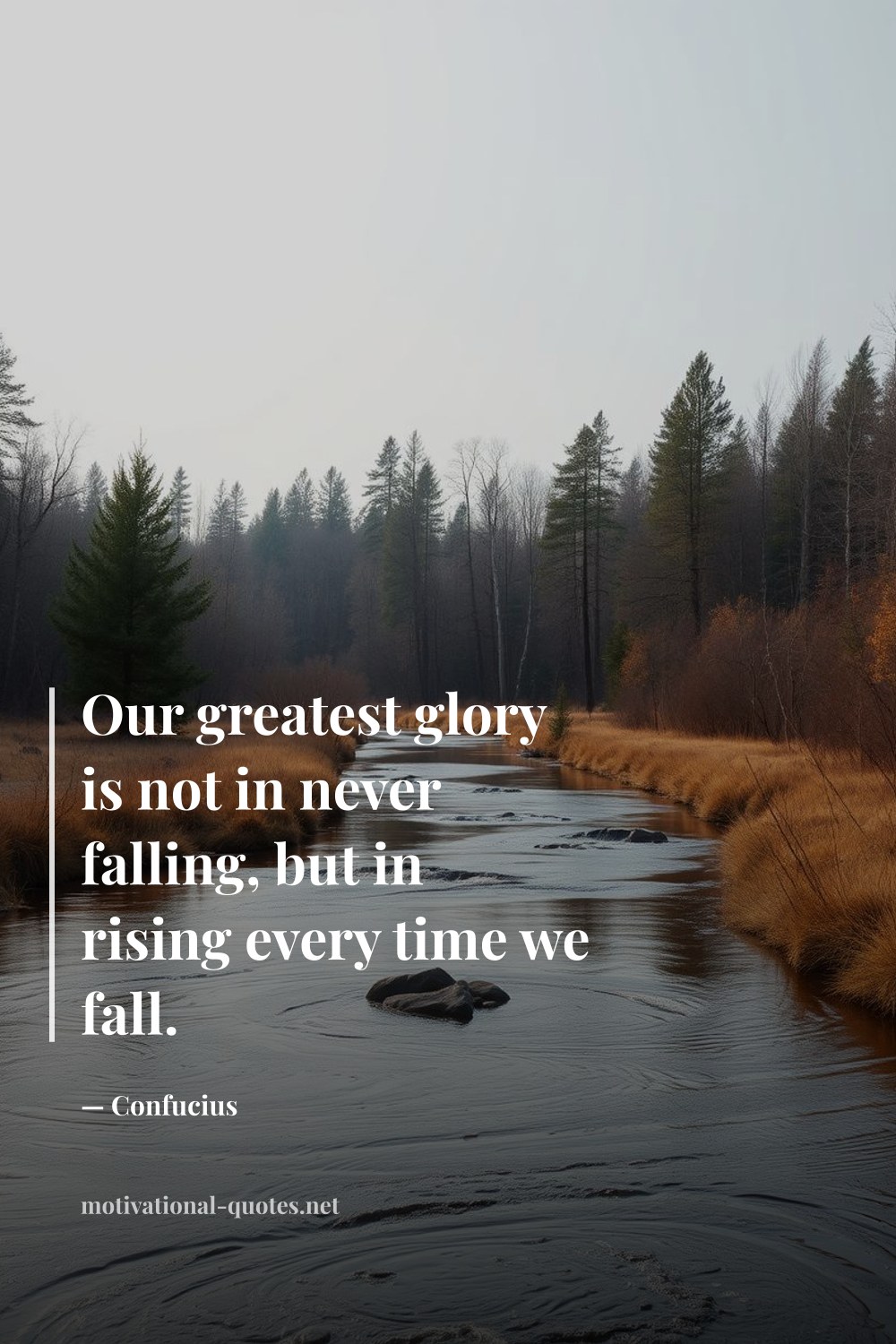 "Our greatest glory is not in never falling, but in rising every time we fall." — Confucius