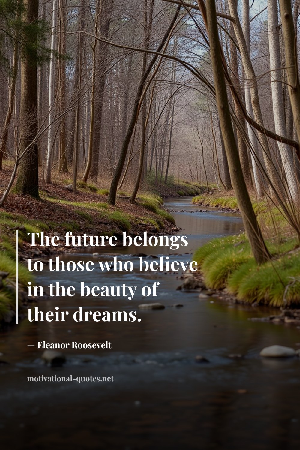 "The future belongs to those who believe in the beauty of their dreams." — Eleanor Roosevelt