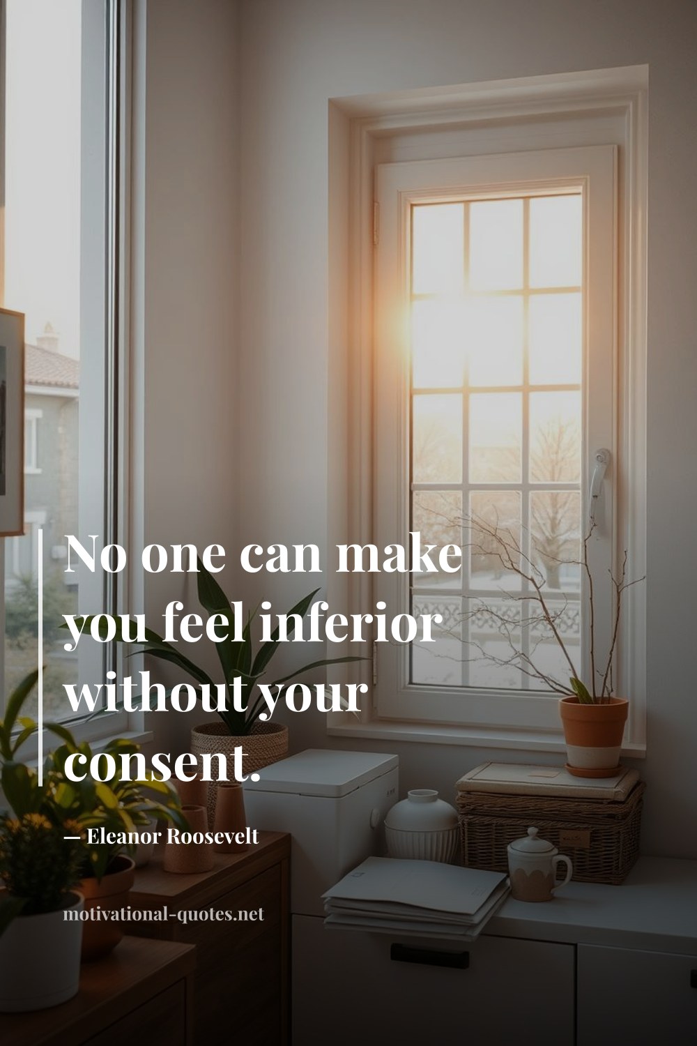 "No one can make you feel inferior without your consent." — Eleanor Roosevelt