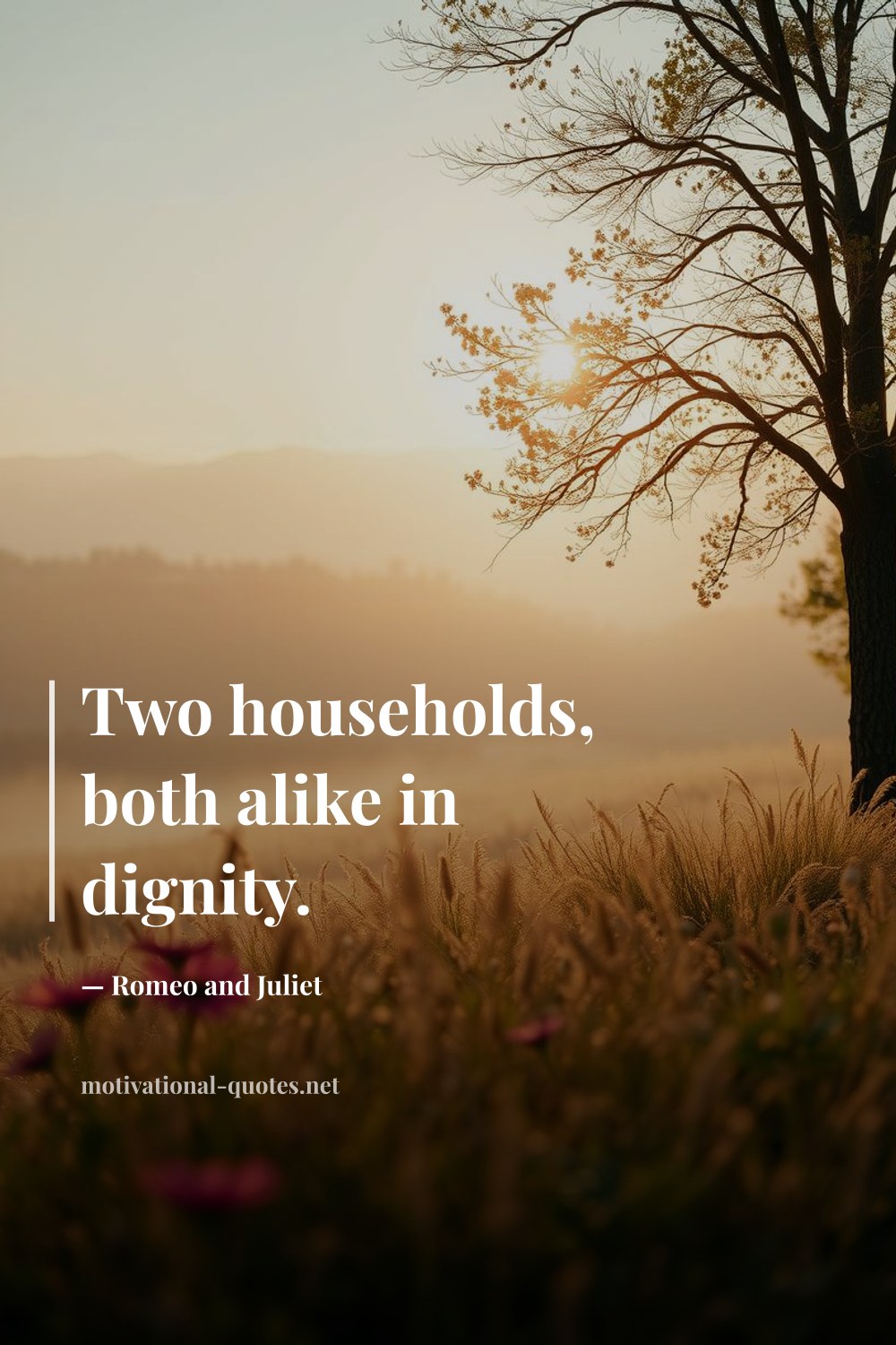 "Two households, both alike in dignity." — Romeo and Juliet