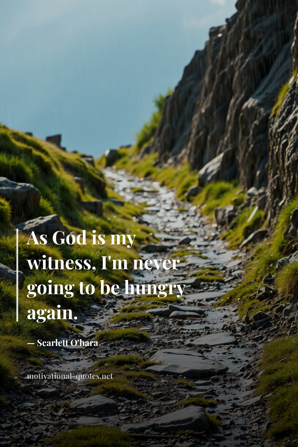 "As God is my witness, I'm never going to be hungry again." — Scarlett O'hara