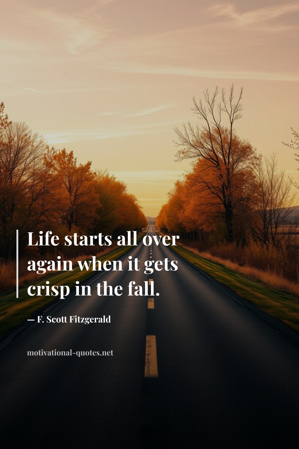 "Life starts all over again when it gets crisp in the fall." — F. Scott Fitzgerald